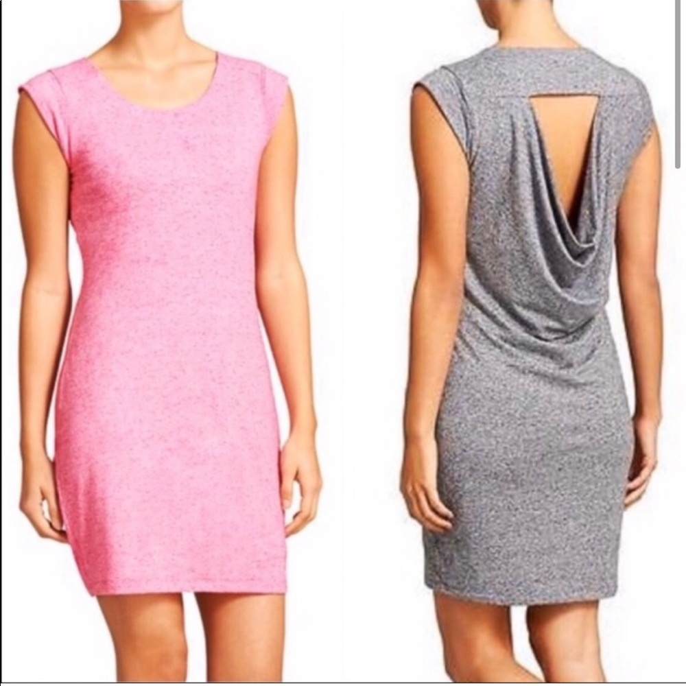 Athleta heathered pink charisma dress - draped open back